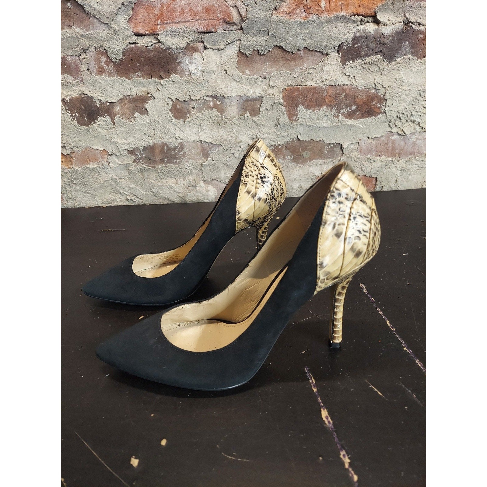 Enzo Angiolini Womens Pumps 8.5M Suede Snakeskin Pointed Toe Stiletto Heels