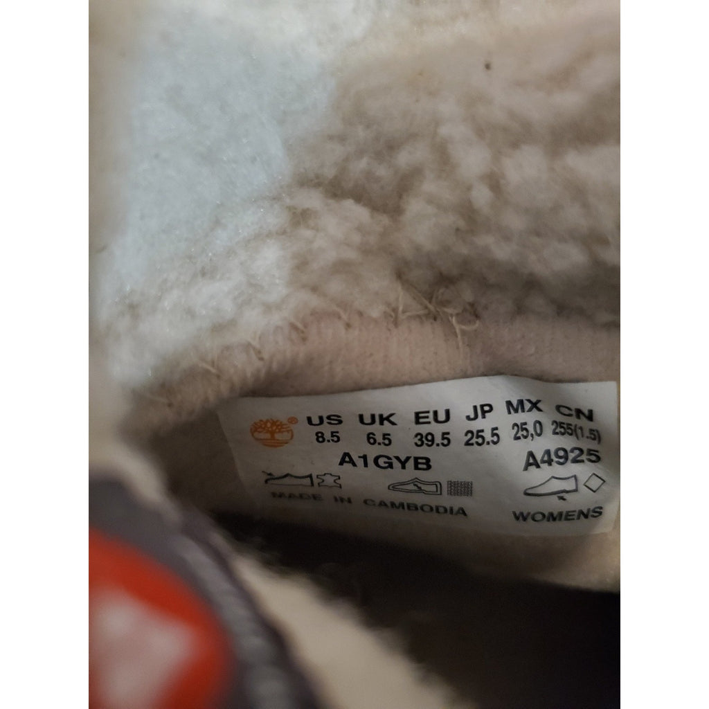 Timberland Womens Roll Top Boots US 8.5 Lavender Gray Waterproof Faux Fur Lined