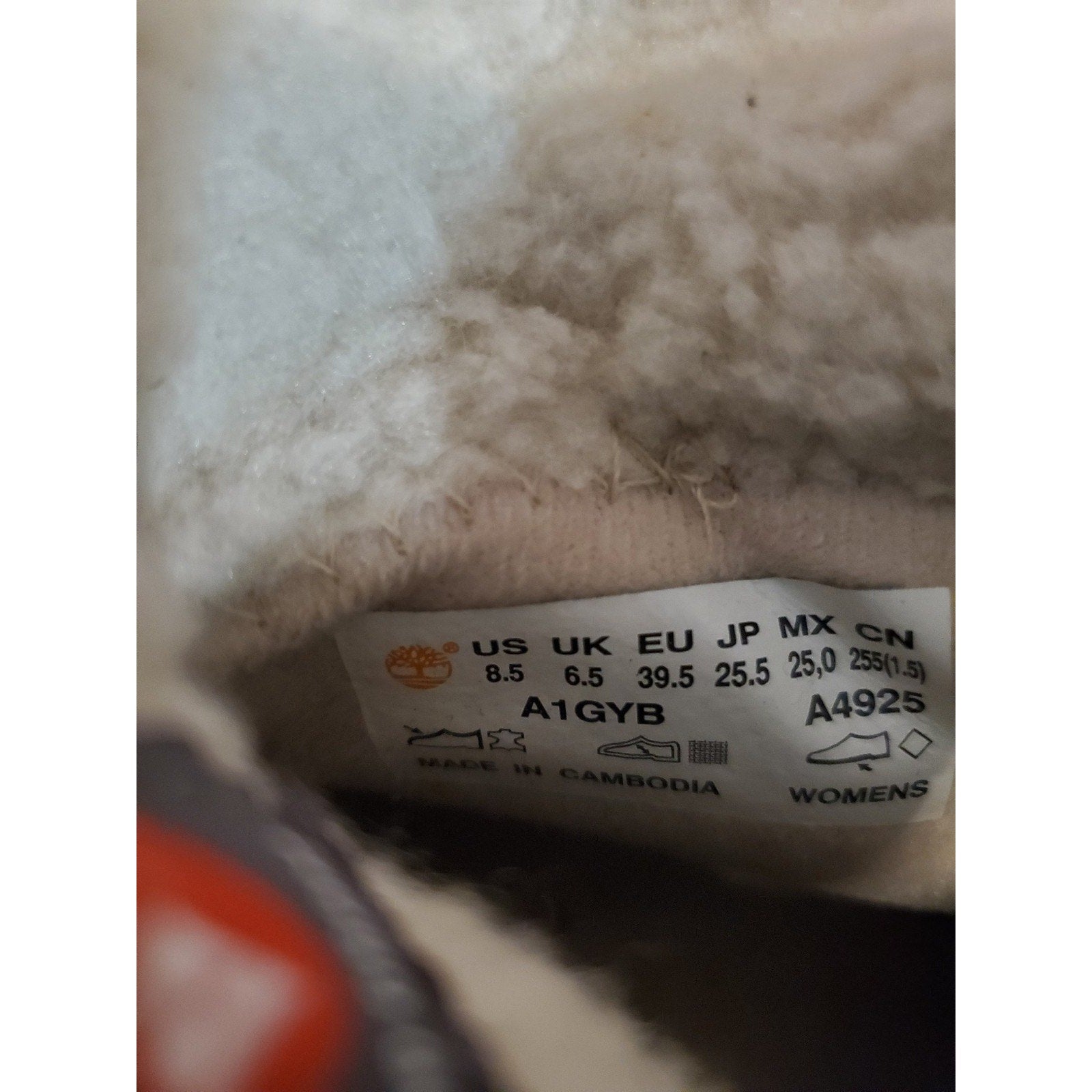 Timberland Womens Roll Top Boots US 8.5 Lavender Gray Waterproof Faux Fur Lined