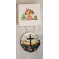 Christmas Holiday Religious Cross Ornament Sunset Landscape Floral New In Box