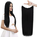 Reecho Invisible Wire Halo Hair Extensions 12" Long Straight Natural Black New