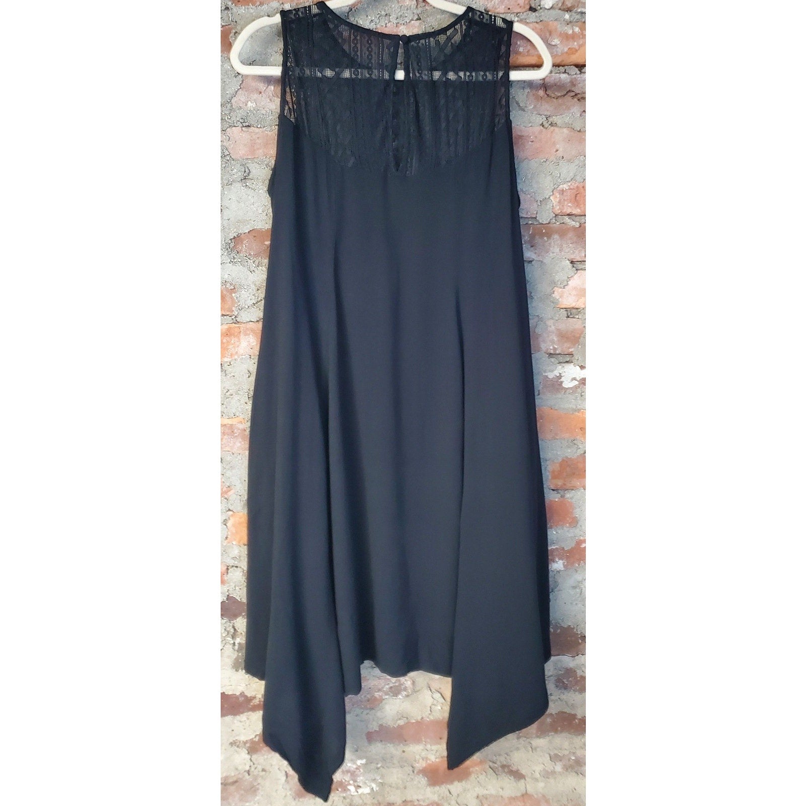 Torrid Womens Size 0 Large Dress Black Sleeveless Lace Midi Asymmetrical Hem