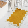 Bath Mat Yellow White Irregular Wavy Soft Shaggy Non Slip Absorbent Rug 18x26