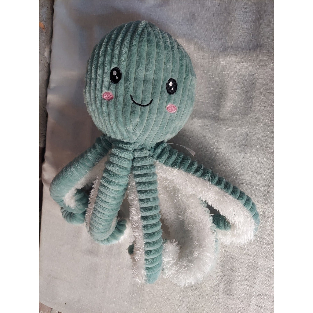 Plush Octopus Stuffed Animal Mint Green White Soft Corduroy Fluffy Toy Kids
