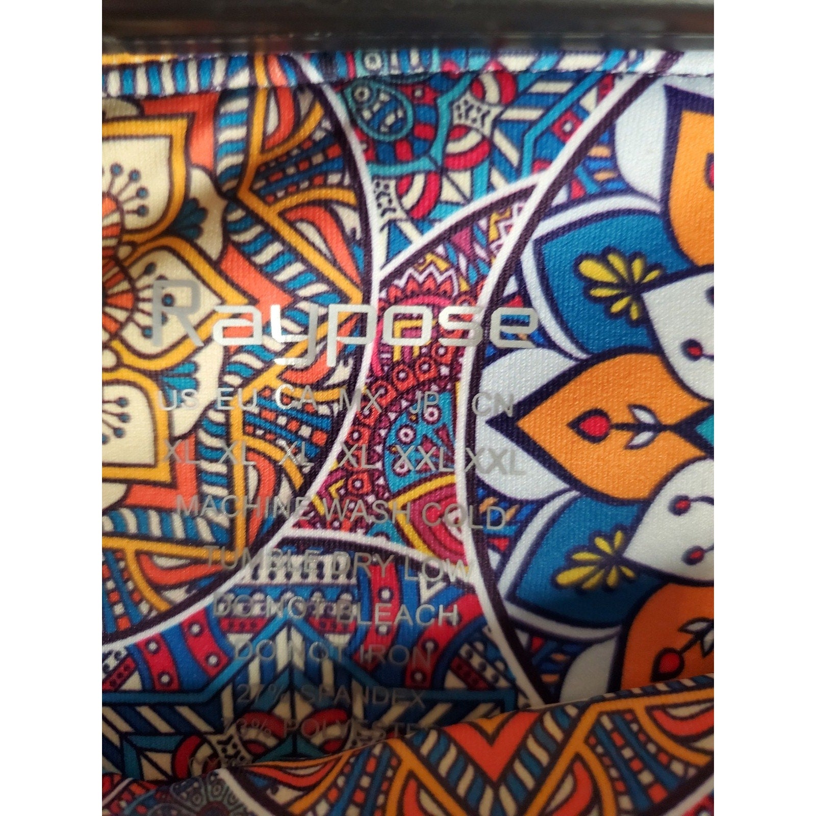 Raypose Womens XL Capri Leggings Purple Multicolor Mandala High Waist Pockets