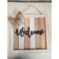 Welcome Sign Farmhouse Rustic Wood Entryway Home Decor Multicolor 12x12 Burlap
