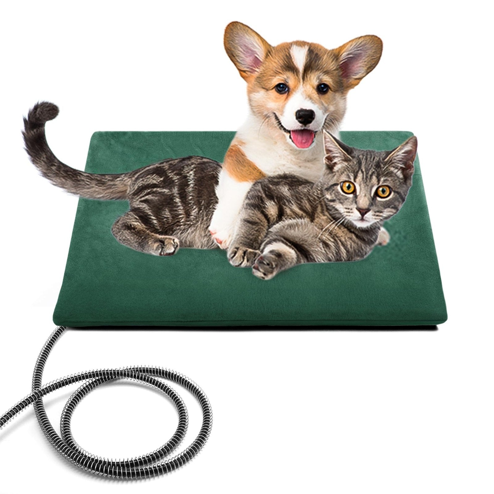 OnKey Pet Heating Pad Outdoor Dog Cat Bed Mat Electric Chew Proof Cord Green