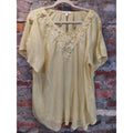Spense Womens 1X Pale Yellow Peasant Blouse Crochet Lace V Neck Flutter Sleeve