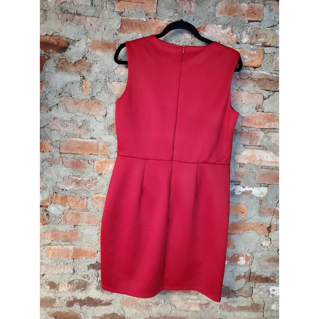 Stella & Julie Womens Plus Sheath Dress Size 14W Red Sleeveless Cocktail Party