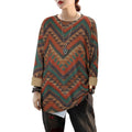 Crazy Girls Womens Plus Size 2X Sweater Large Multicolor Geometric Chevron Loose