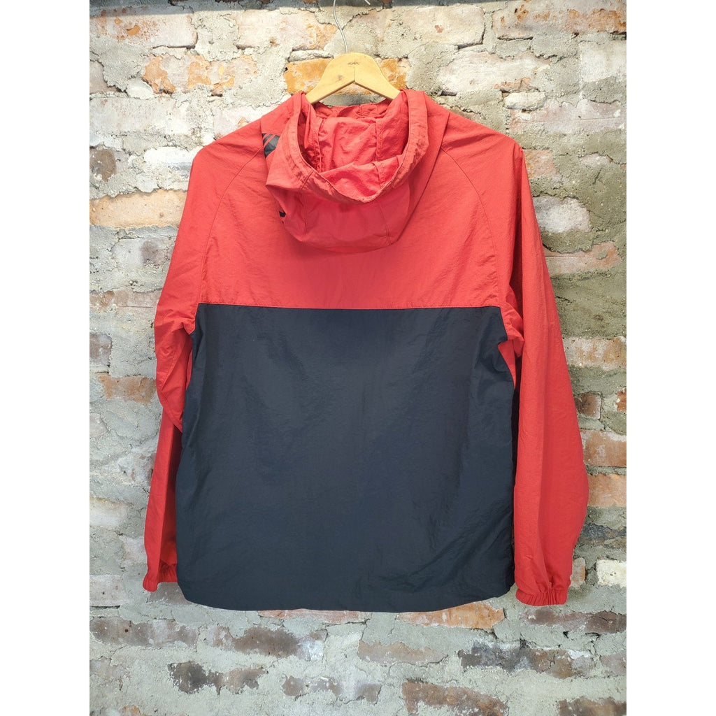 Timberland Mens Windbreaker Pullover Hoodie Small Red Black Colorblock 1/4 Zip