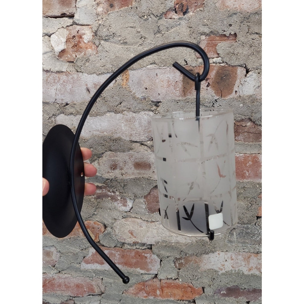 Party Lite Wall Sconce Bamboo Frosted Glass Candle Holder Decorative P7173