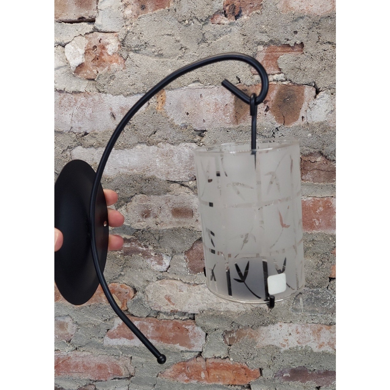 Party Lite Wall Sconce Bamboo Frosted Glass Candle Holder Decorative P7173