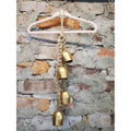 Rustic Boho Farmhouse Brass Tone Metal Bells Jute Rope Hanging Decor Chime