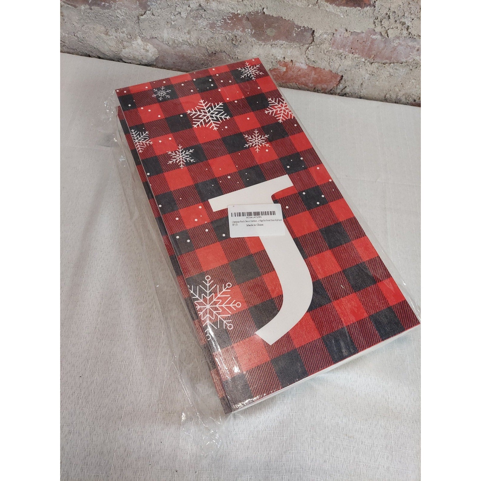 Christmas Porch Decor Outdoor Vertical JOY Sign Buffalo Plaid Snowflakes 46.8