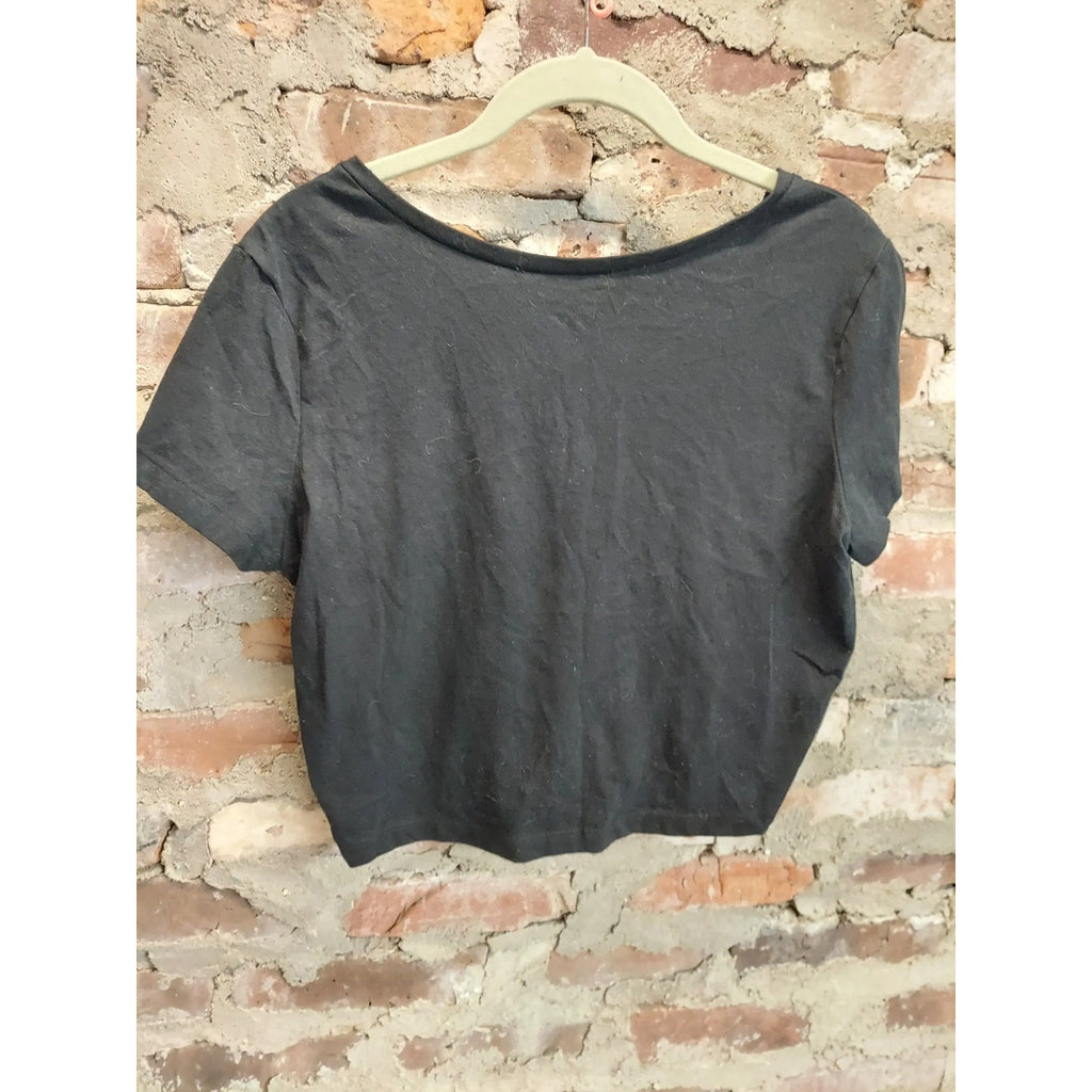 Wild Fable Womens V-Neck Crop Top T-Shirt Size XXL Black Casual