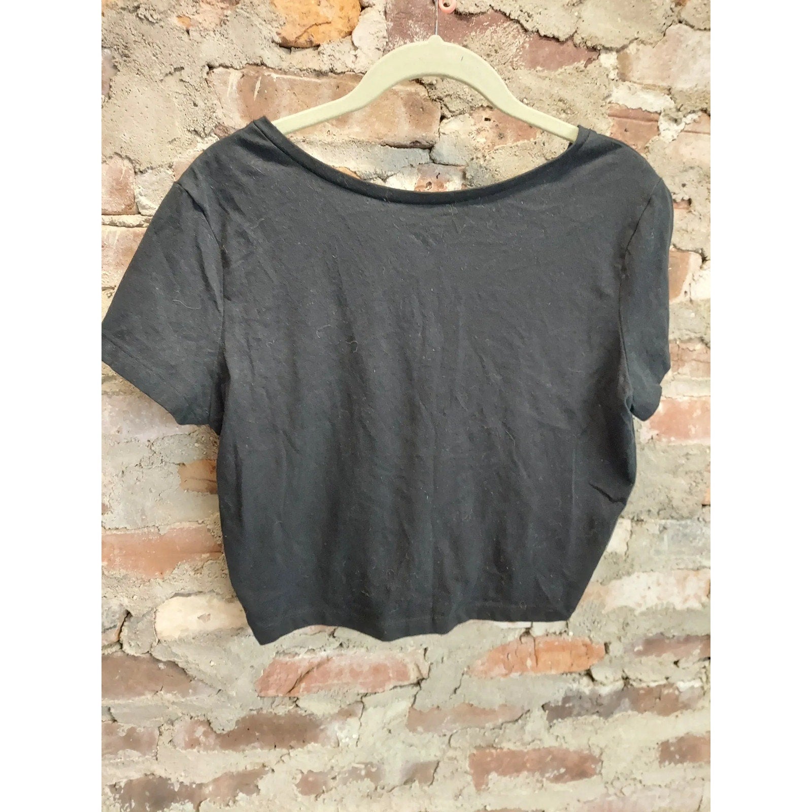 Wild Fable Womens V-Neck Crop Top T-Shirt Size XXL Black Casual