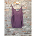 ZENANA Womens Ribbed Tank Top 2X Plum V Neck Button Front Spaghetti Strap