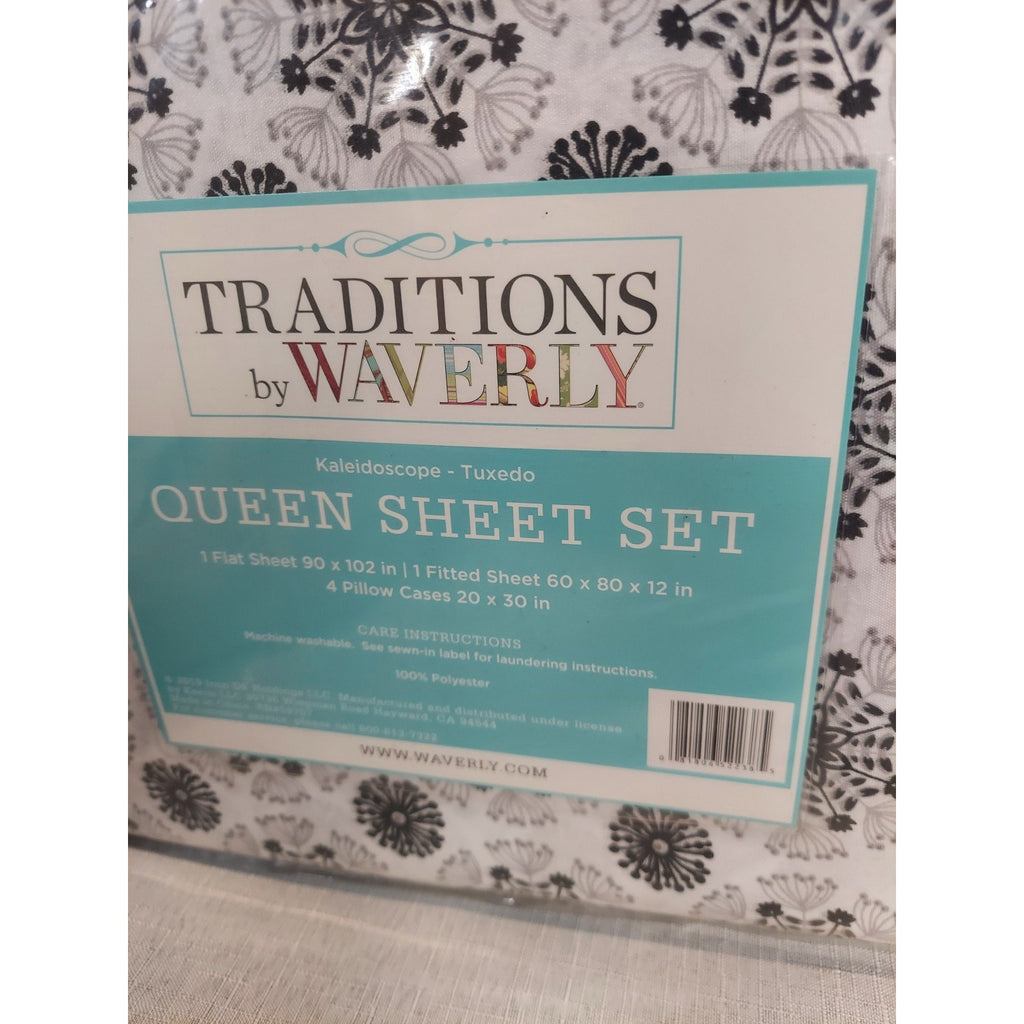 Traditions by Waverly Queen Sheet Set Luxury Microfiber Kaleidoscope Tuxedo