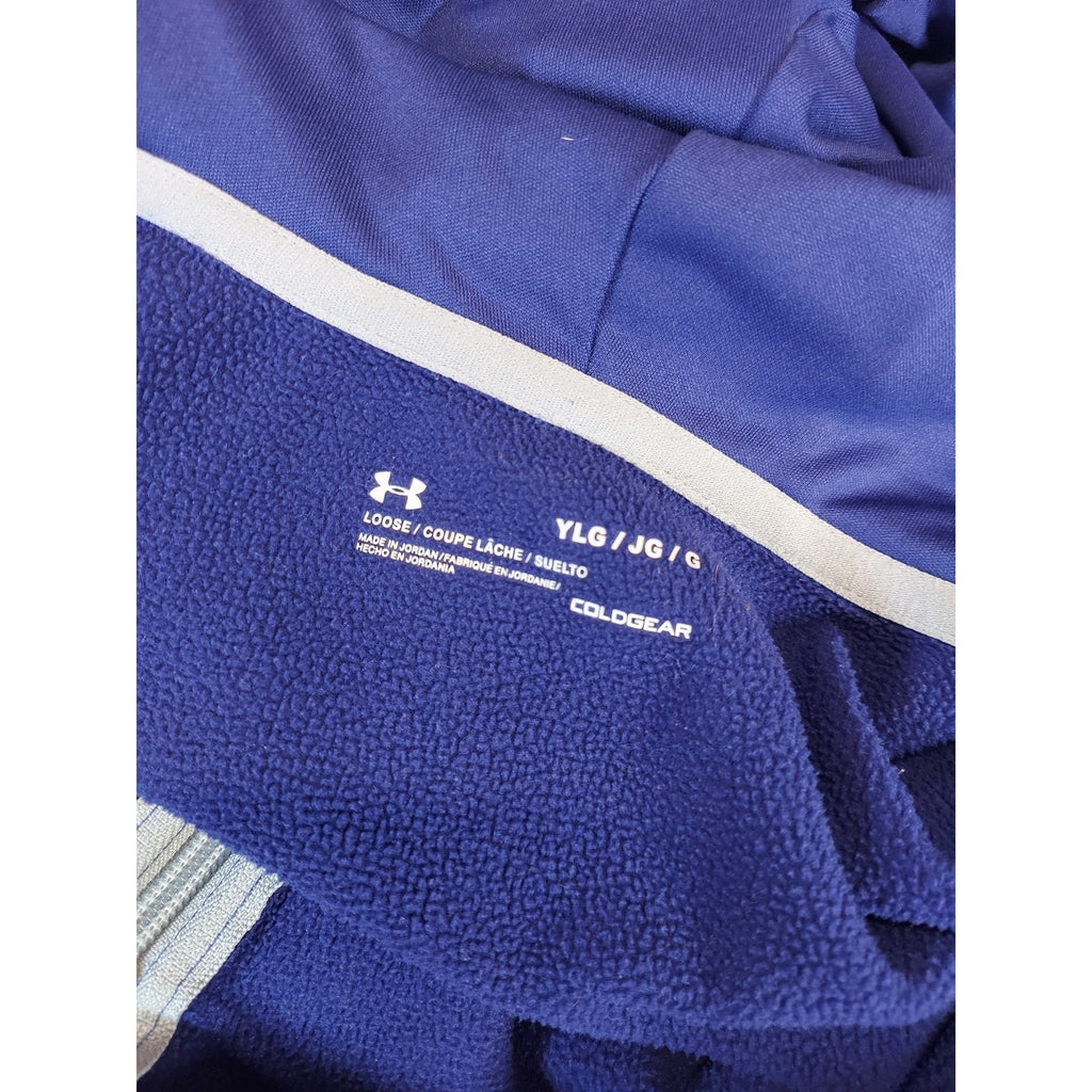 Under Armour Youth L Full Zip Hoodie YLG Blue COLDGEAR Loose Fit Fleece Lined