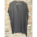 Peyton Parker Womens Tunic Top 0X Black V Neck Button Down Loose Fit Rayon