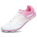 THESTRON Girls Sz 8 Track Spikes Running Sprint Racing Shoes White Pink Athletic