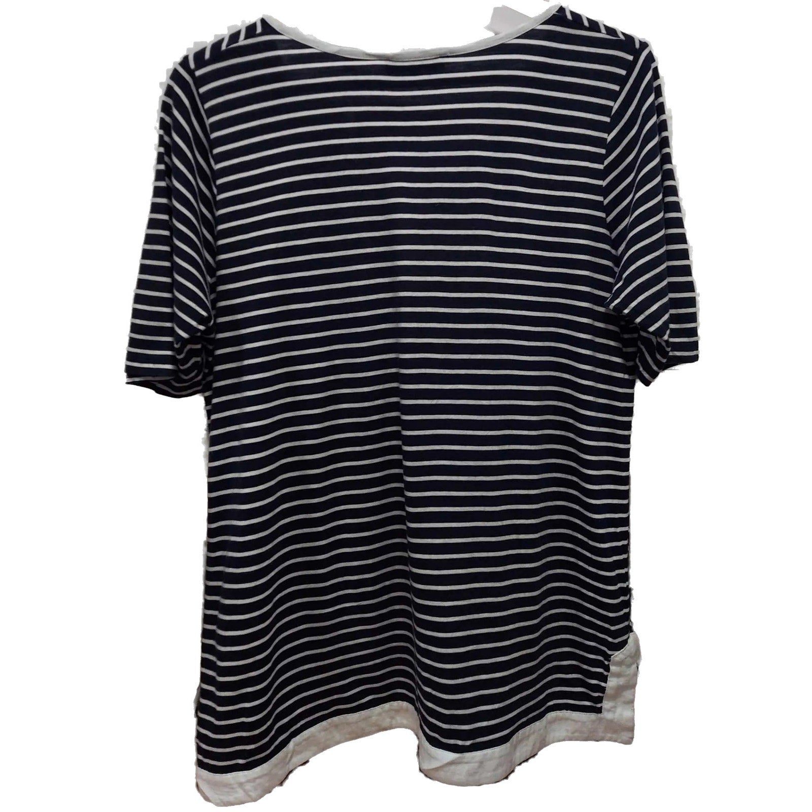 Jones New York Womens Plus Tunic Top Size 1X Navy Blue White Striped Henley