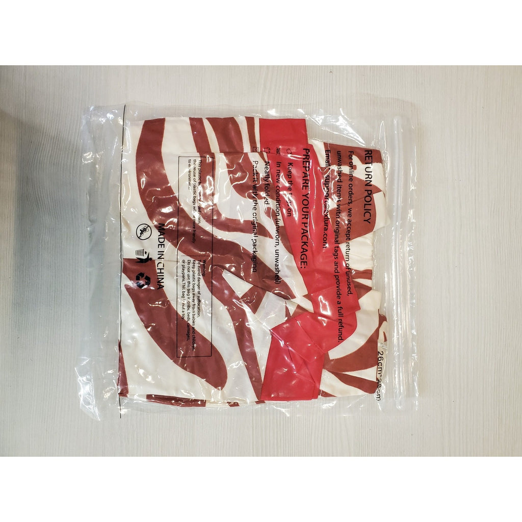 EXLURA Women Shorts XS Brown White Zebra Red Summer Beach Tie Waist Boho