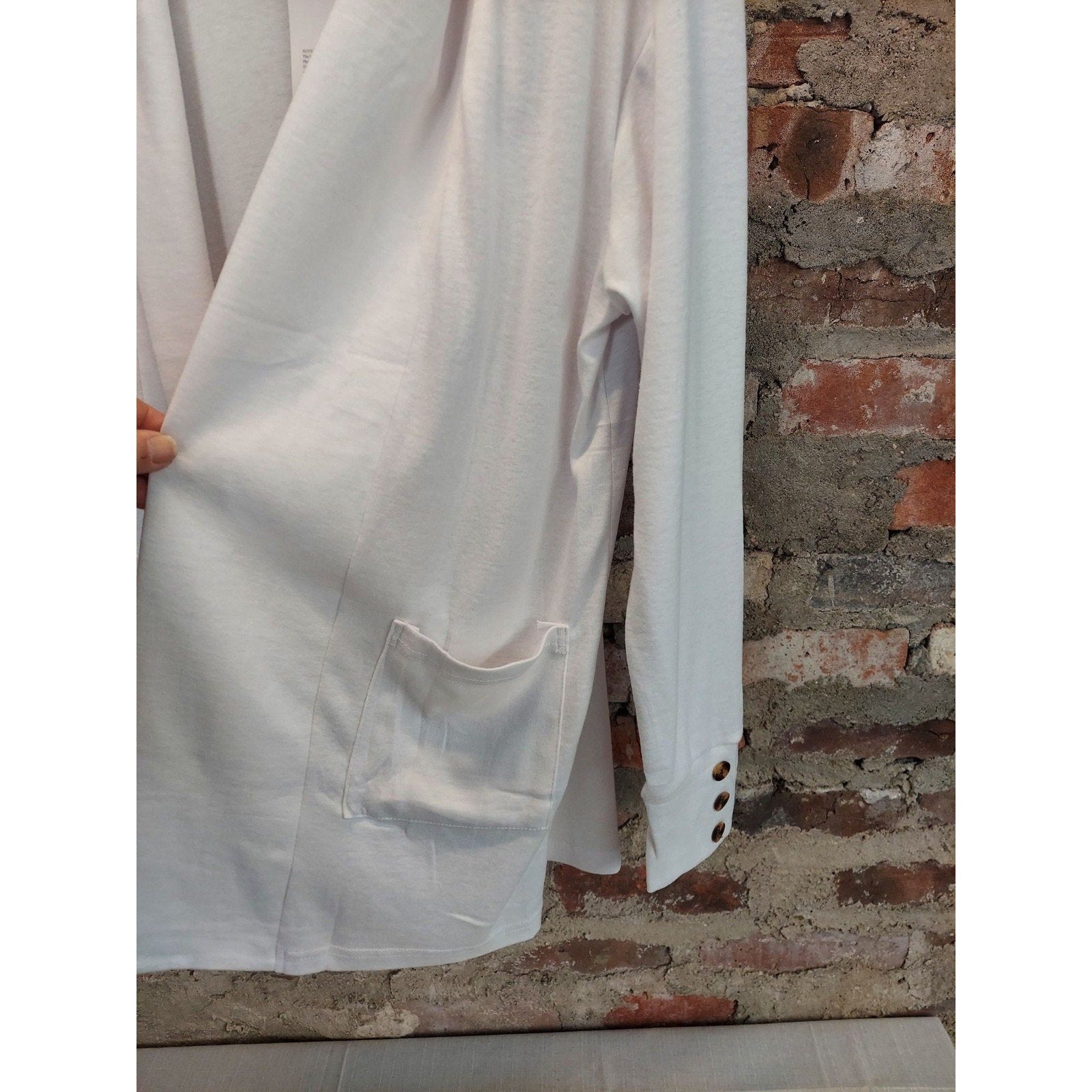 ALFYRCFT Womens Cardigan Sweater Size S White Open Front Long Sleeve Pockets NWT