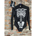 Morph Costumes Womens Skeleton Costume Bodysuit S Black White Mock Neck Long