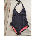 PINK Victoria Secret Womens Sz L Halter One Piece Swimsuit Large Black Pink