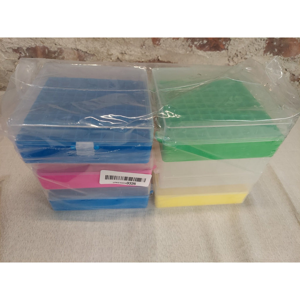 100 Well Polypropylene Cryogenic Boxes Snap Clasp Lid,5 Colors,Fits 1.5-2.0 Micr