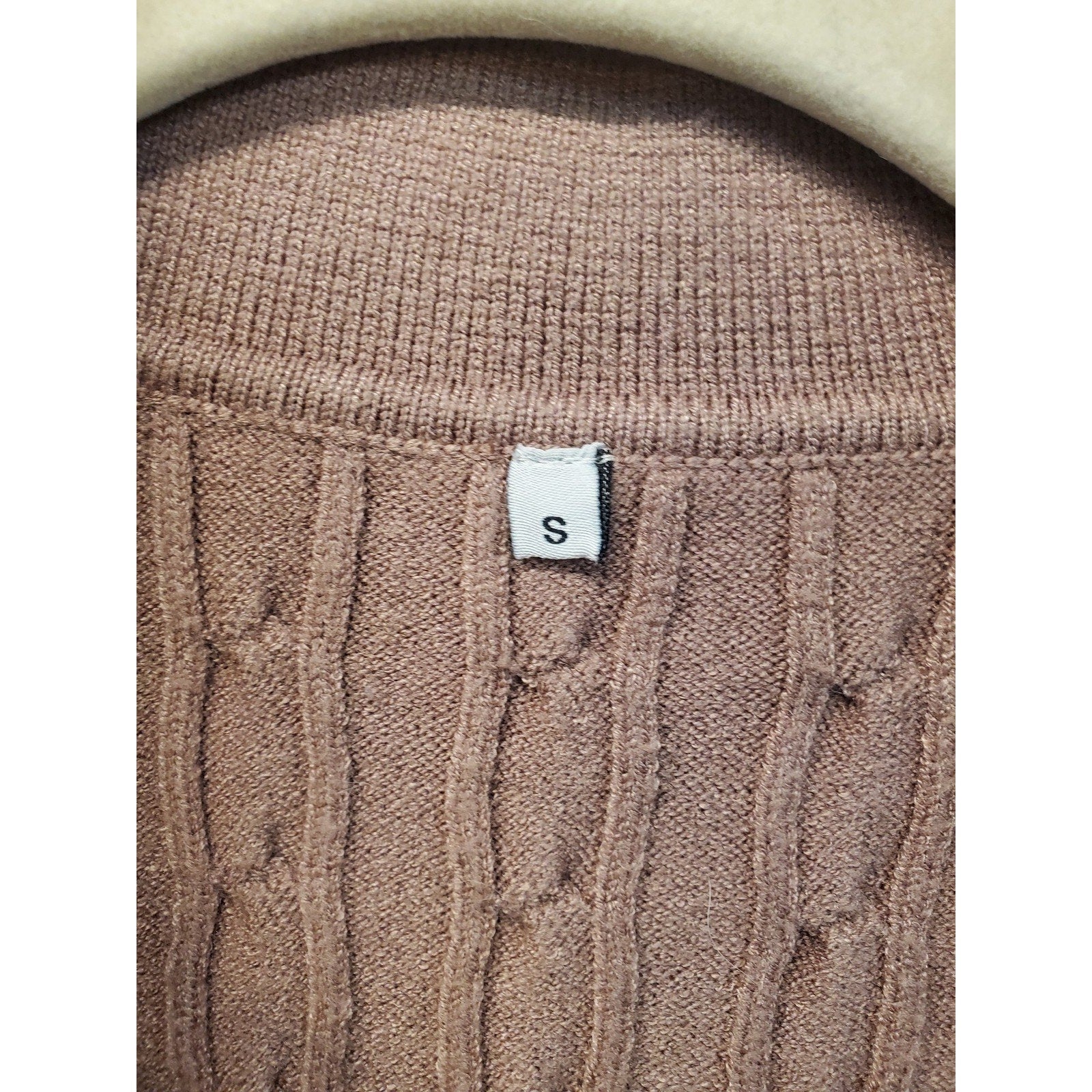 Womens Cable Knit Polo Shirt Small S Mauve Short Sleeve Collared Pullover
