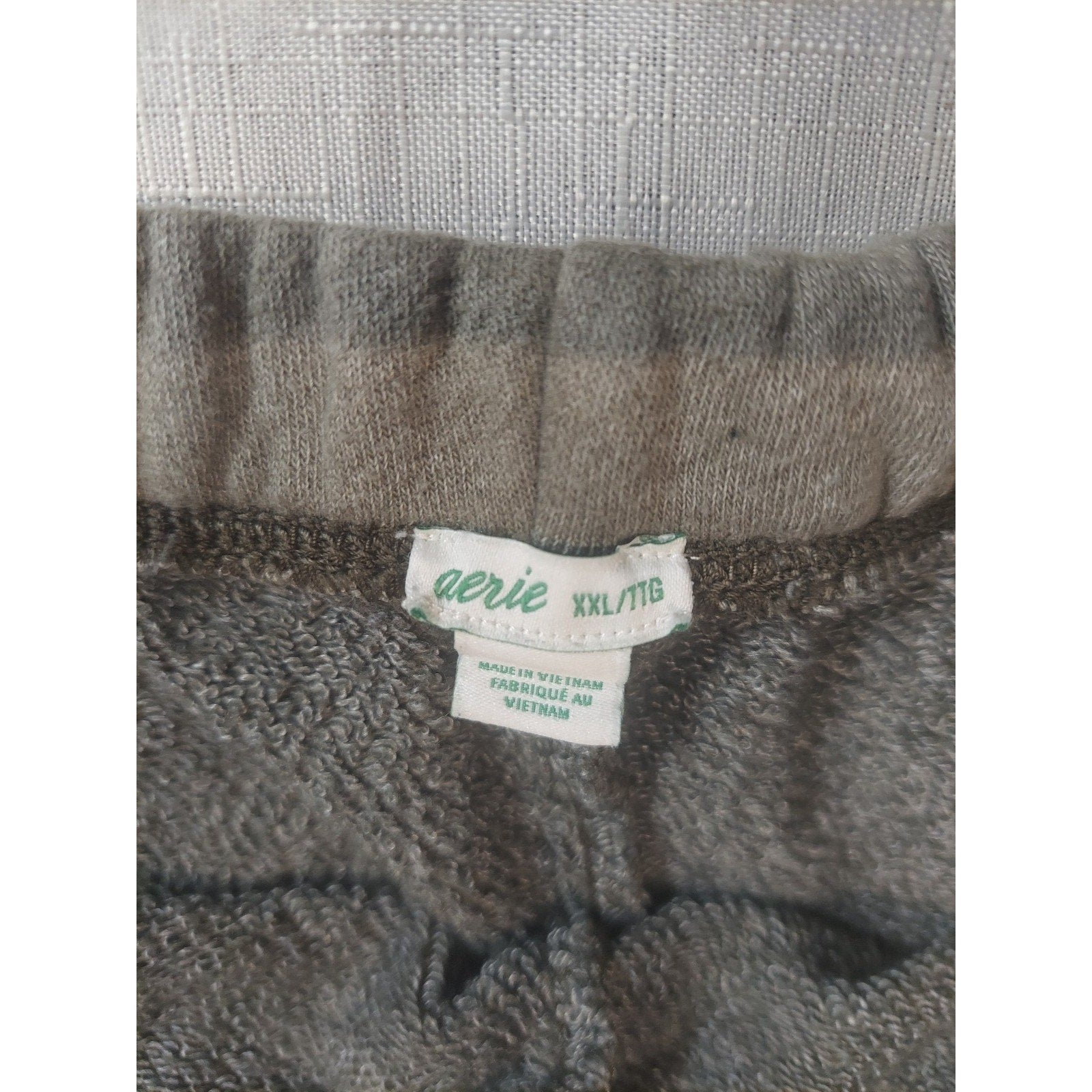 Aerie Womens Shorts XXL Green Lounge Fleece Elastic Waist Raw Hem Pockets