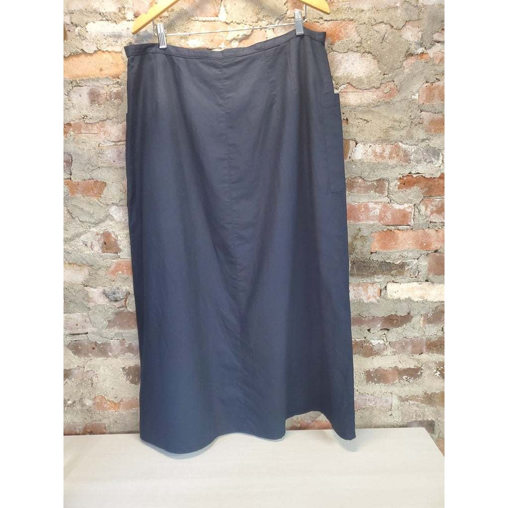 Eddie Bauer Womens Maxi Skirt Size 20 Navy Linen Cotton Button Front A Line