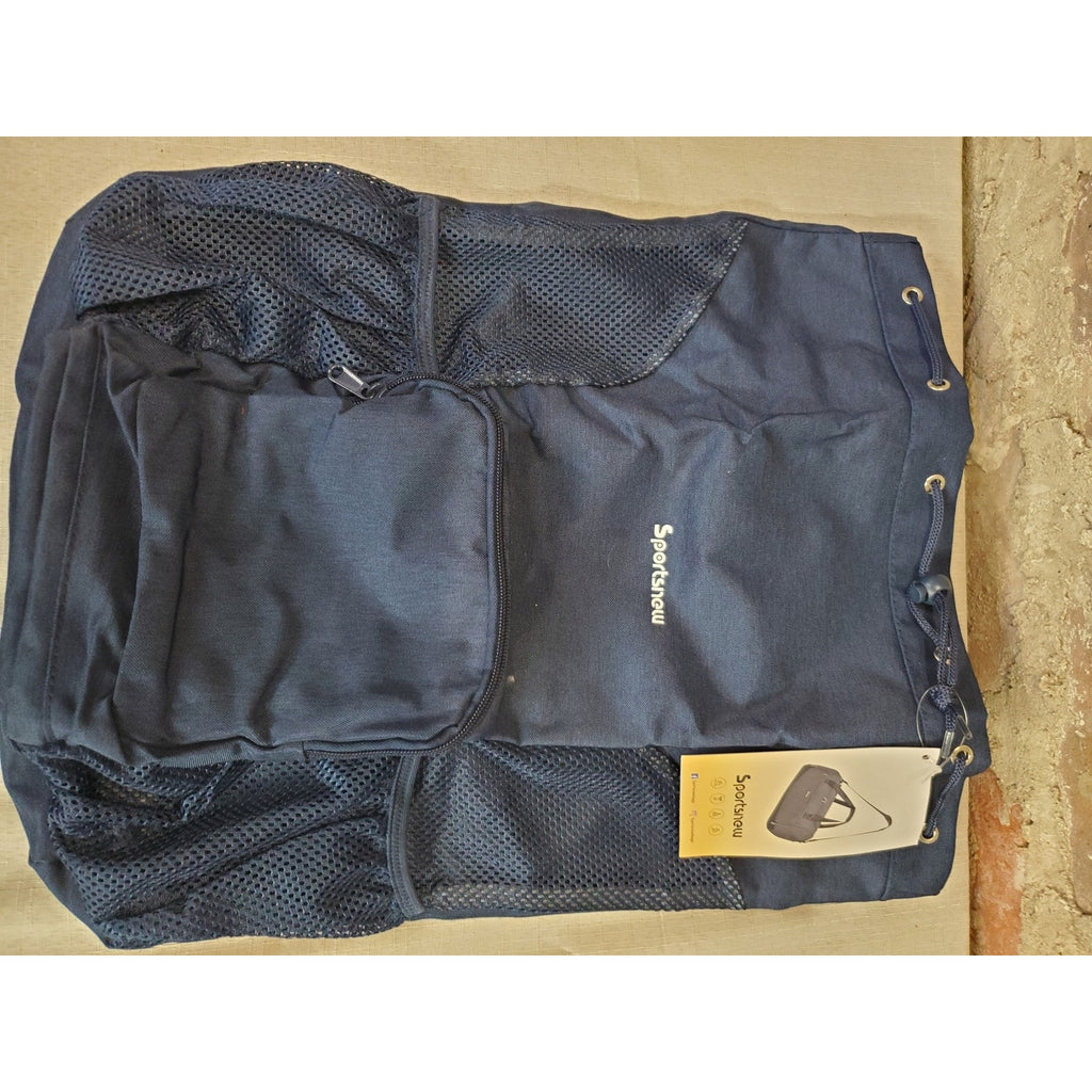 Sportsnow Drawstring Carrier Backpack Mesh Bag Travel Navy Blue Gym Swimming