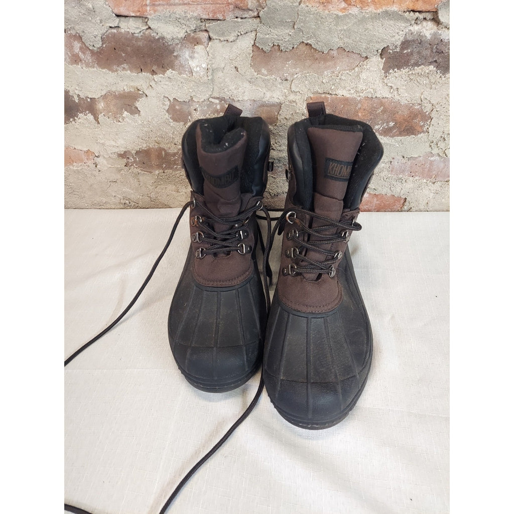 Khombu Mens Winter Snow Boots Size 11M Brown Black Waterproof Insulated Lace Up