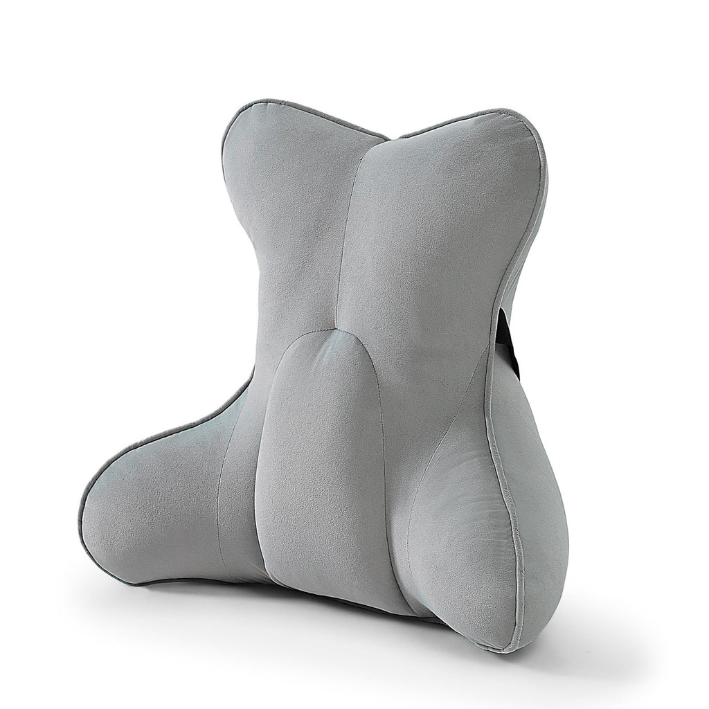 Lumbar Support Pillow Back Cushion Car Seat Office Chair Grey Adjustable Strap