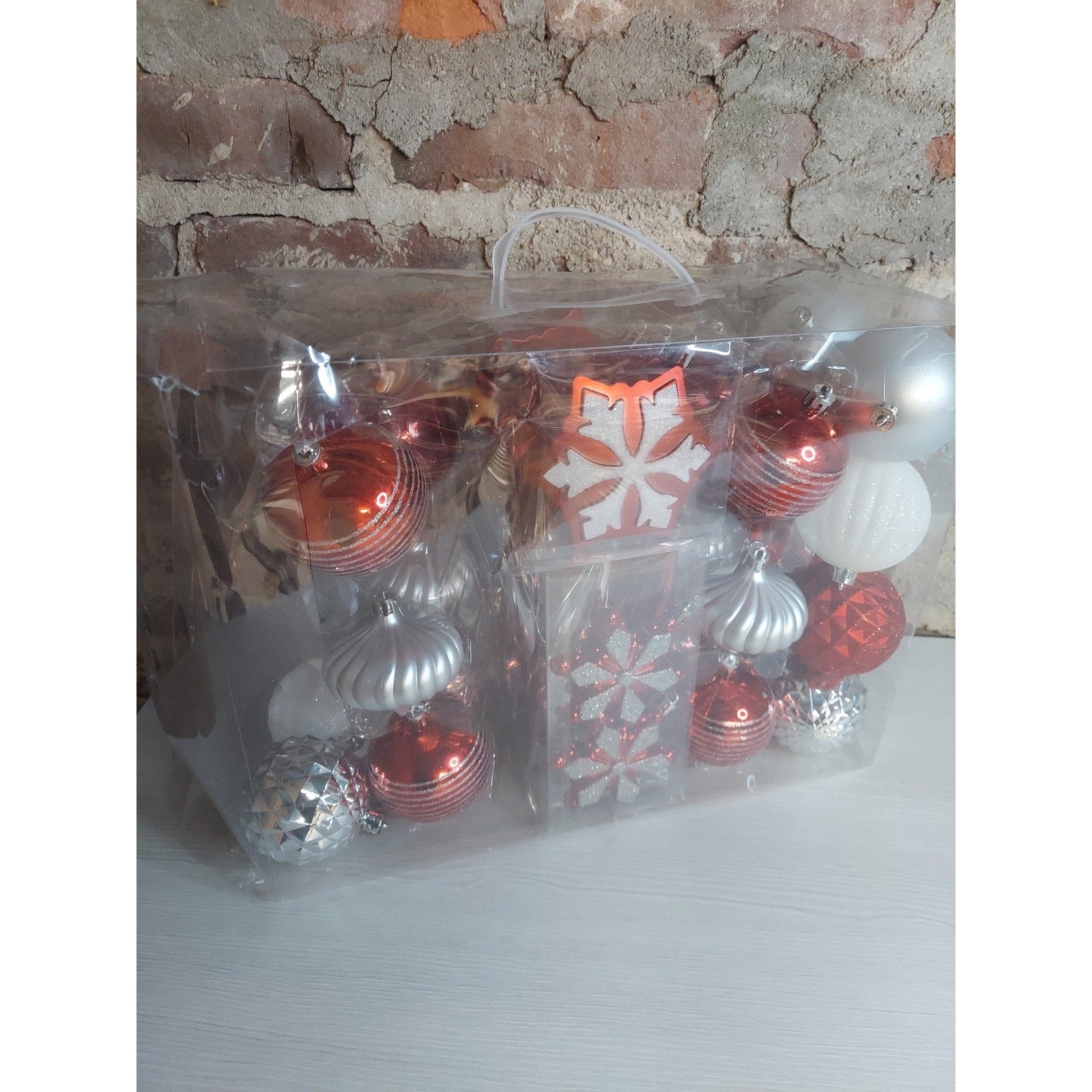 Wondershop Christmas Ornaments 50 Count Red Silver White Shatter Resistant Tree