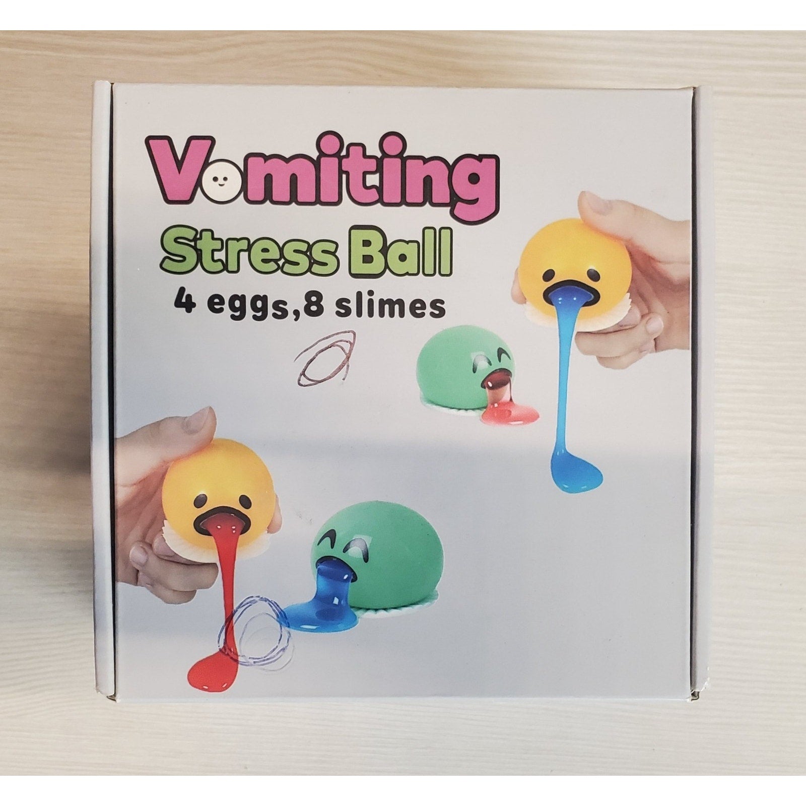 Vomiting Stress Ball Set 4 Eggs 8 Slimes Kids Novelty Fidget Toy Multicolor