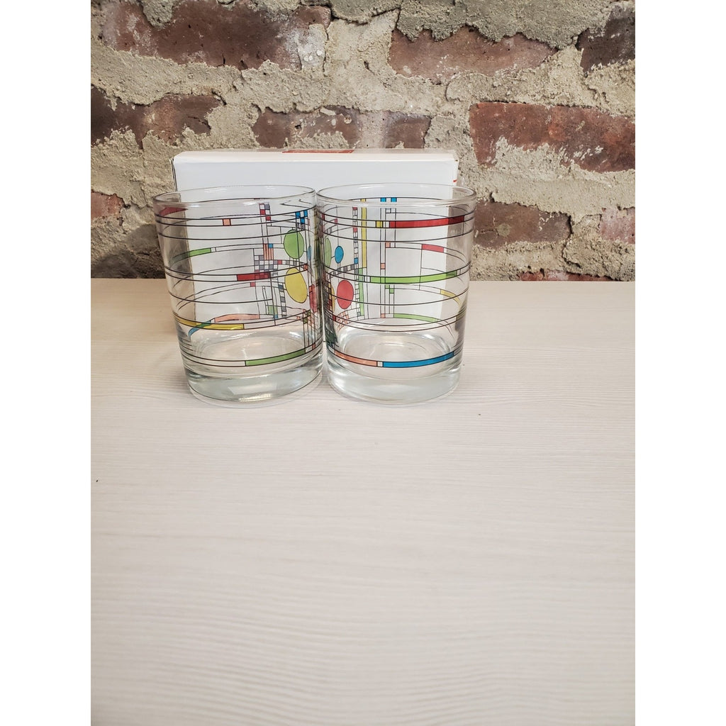Frank Lloyd Wright Geometric Drinking Glasses Set Cocktail Tumblers