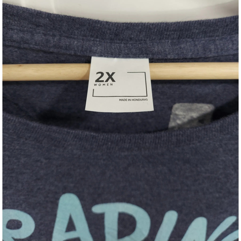 Womens Reading T-Shirt Size 2X Graphic Tee Book Lover Teacher Blue Top