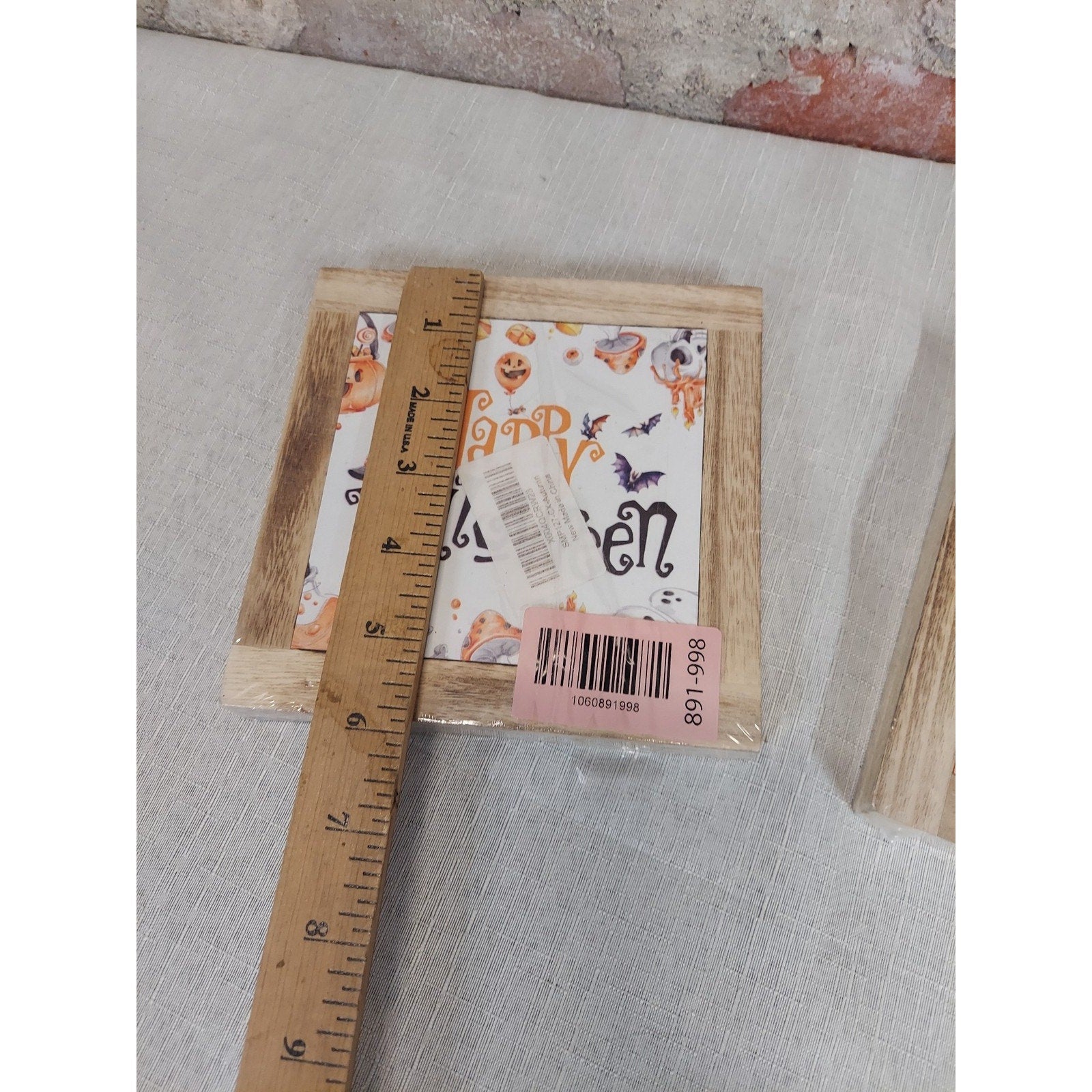 Halloween Decor Happy Halloween Trivet Set of 2 4x4 Inch Rustic Farmhouse Fall
