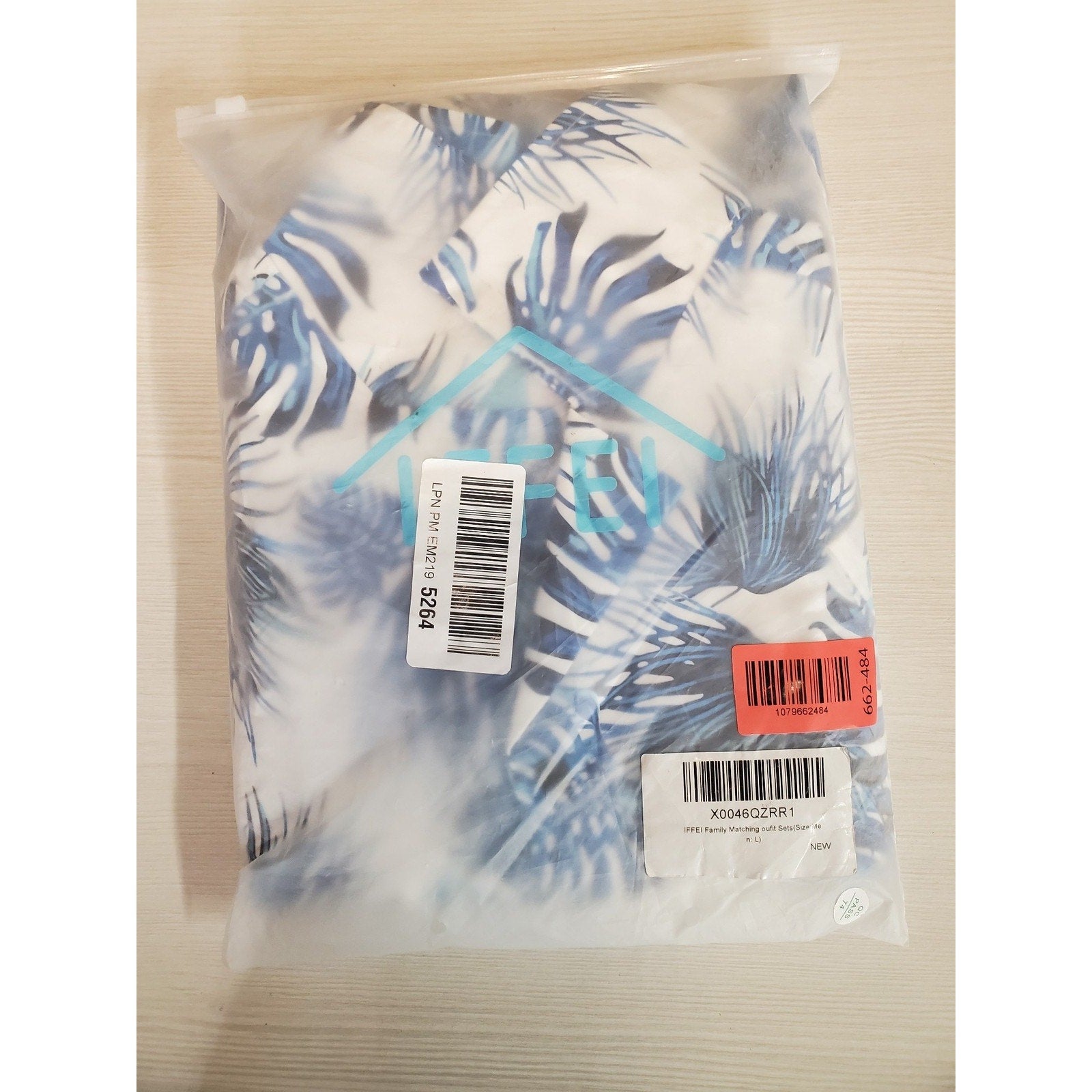 Mens Hawaiian Shirt Shorts Set L Blue White Tropical Beach Vacation Outfit