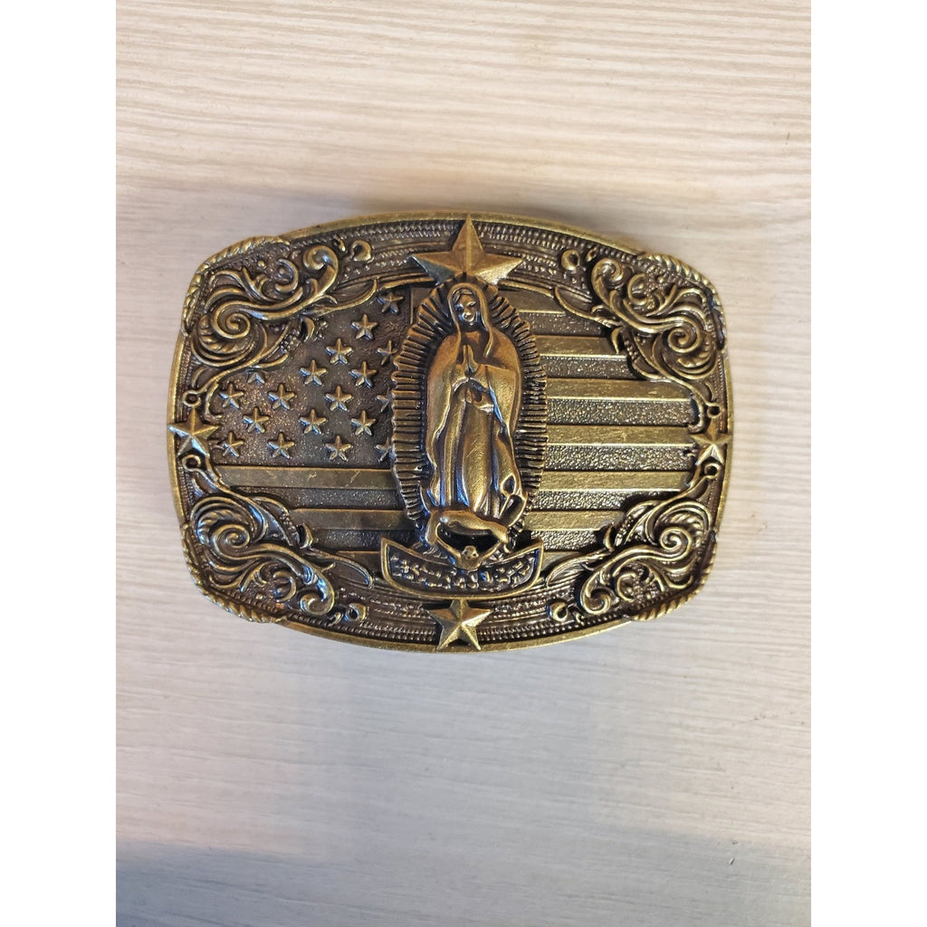 Our Lady Of Guadalupe Virgin Mary Belt Buckle American Flag Western New