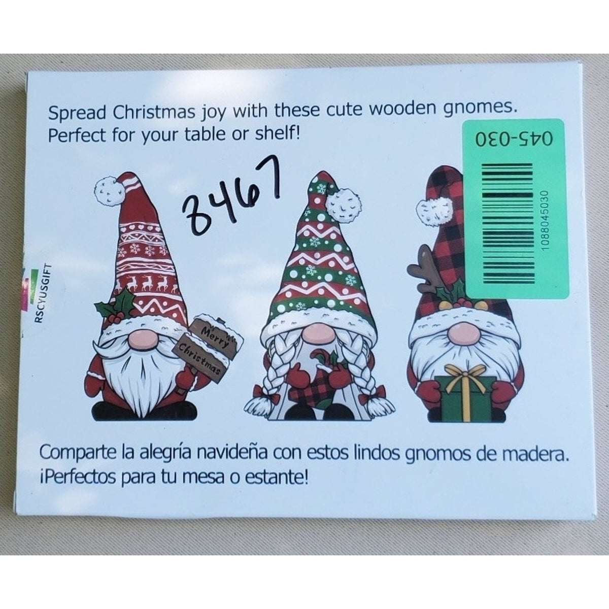 Christmas Gnome Set of 3 Wood Table Shelf Decor Holiday Decoration