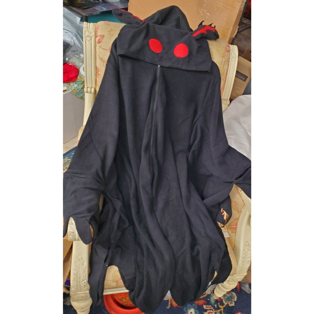 Mothman Unisex Kigurumi Black Fleece Hooded Costume Mens M Halloween Cosplay