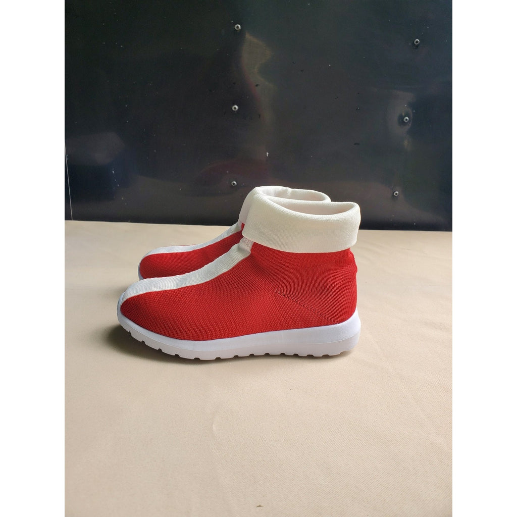 Kids High Top Knit Sock Sneakers Red White US Size 12 EU 30 Slip On Athletic