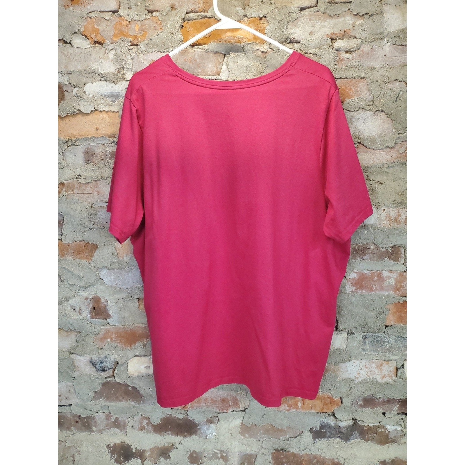 Lands' End Womens Plus Size 2X 20W 22W Pink V Neck Supima Cotton Relaxed Fit T