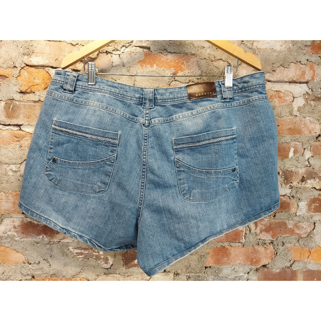 Baccini Womens Denim Jean Shorts 18W Light Wash Blue Embellished Pockets